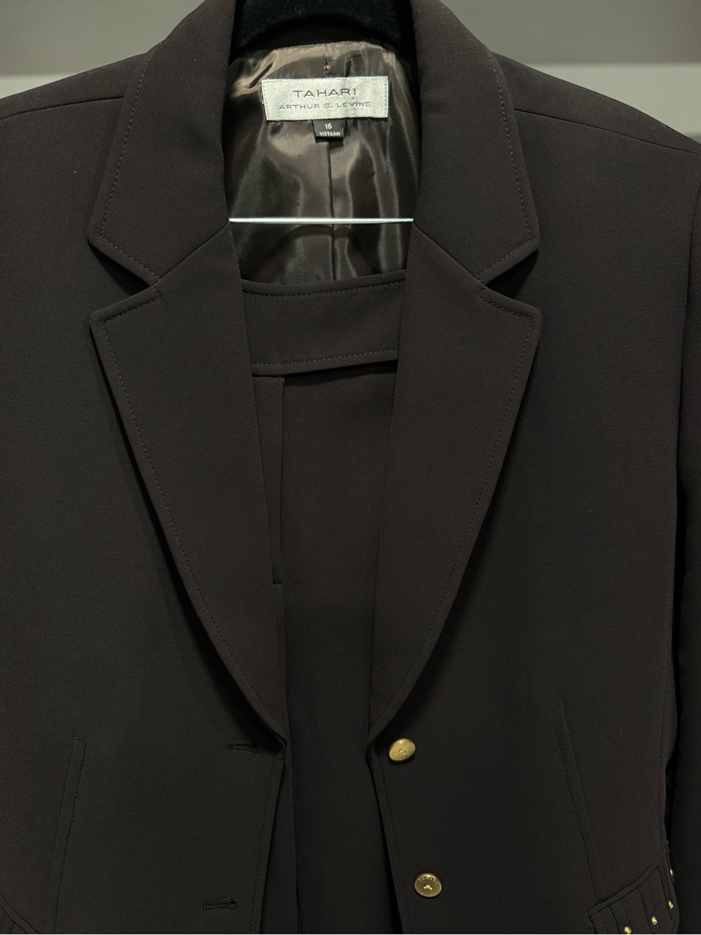 Tahari ASL Dark Brown Two Piece Pant Suit EUC